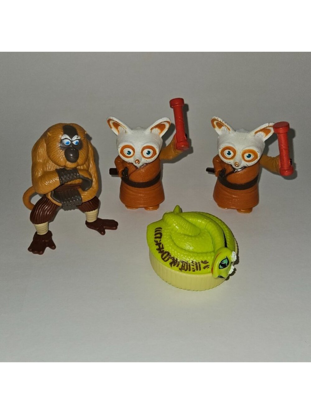 4 McDonald's Kung Fu Panda Figures Toy Lot Master Shifu Viper Snake Monkey 2011
